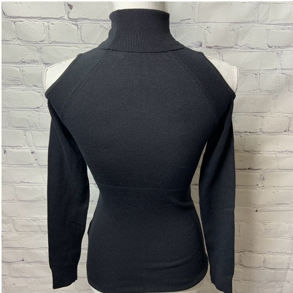 GUESS Black Cold Shoulder Turtleneck Sweater Small - Picture 3 of 6